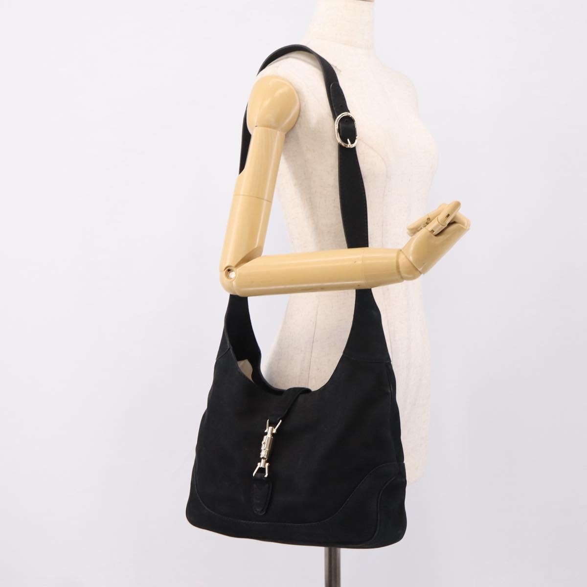 Gucci Jackie O Suede, Black, Leather, Handbag