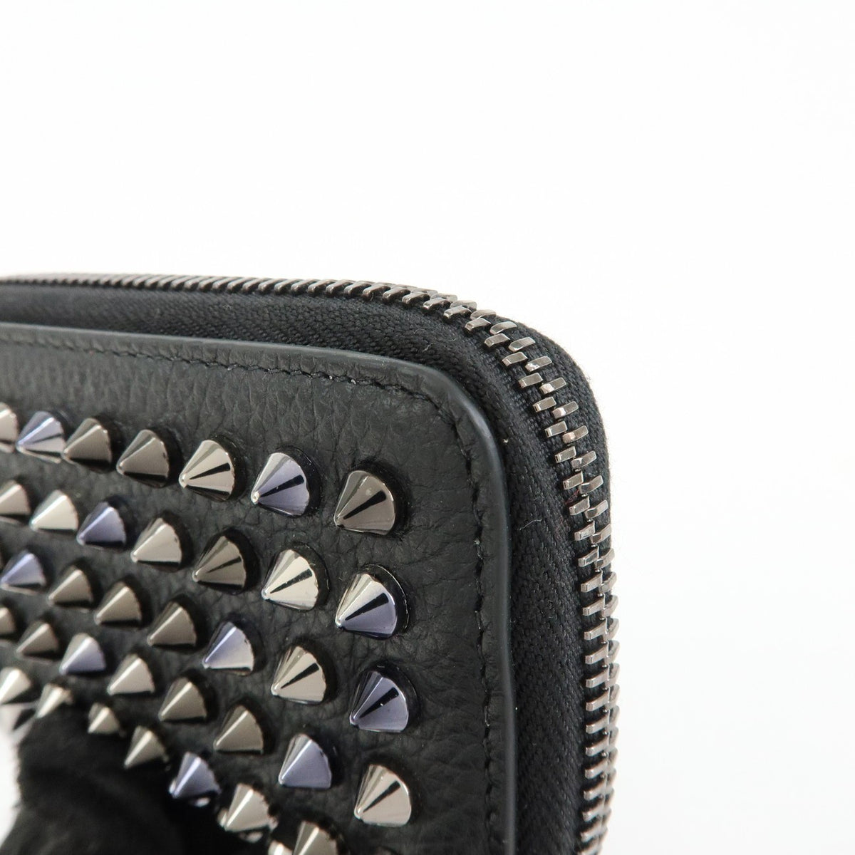 Christian Louboutin Panettone Coin Purse Spiked Leather, Black, Leather, Wallet