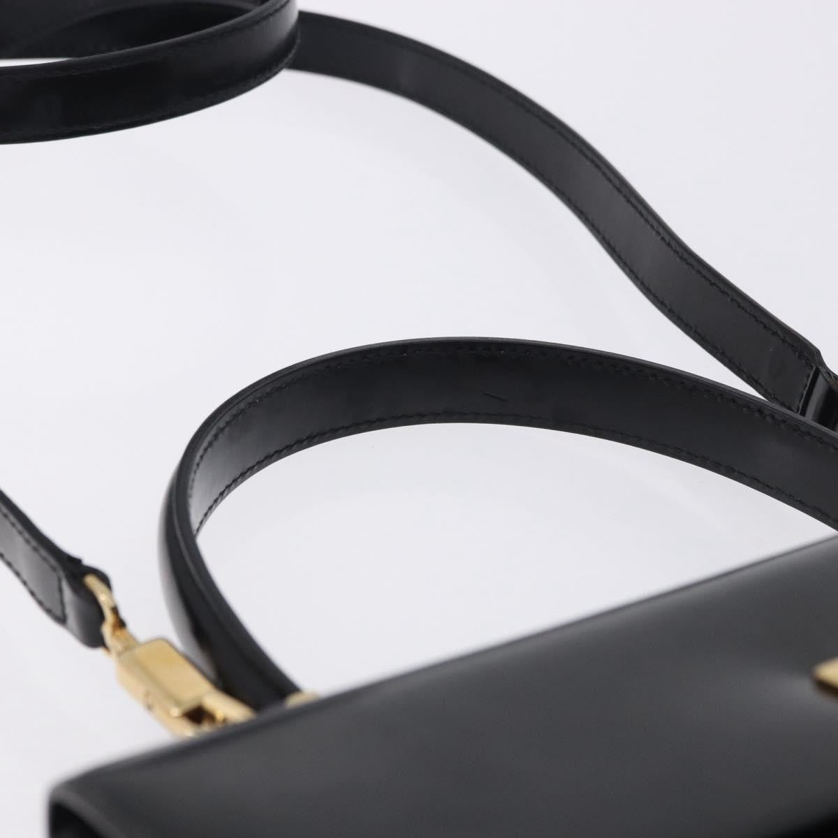 Salvatore Ferragamo Gancini Top Handle Leather, Black, Patent Leather, Handbag