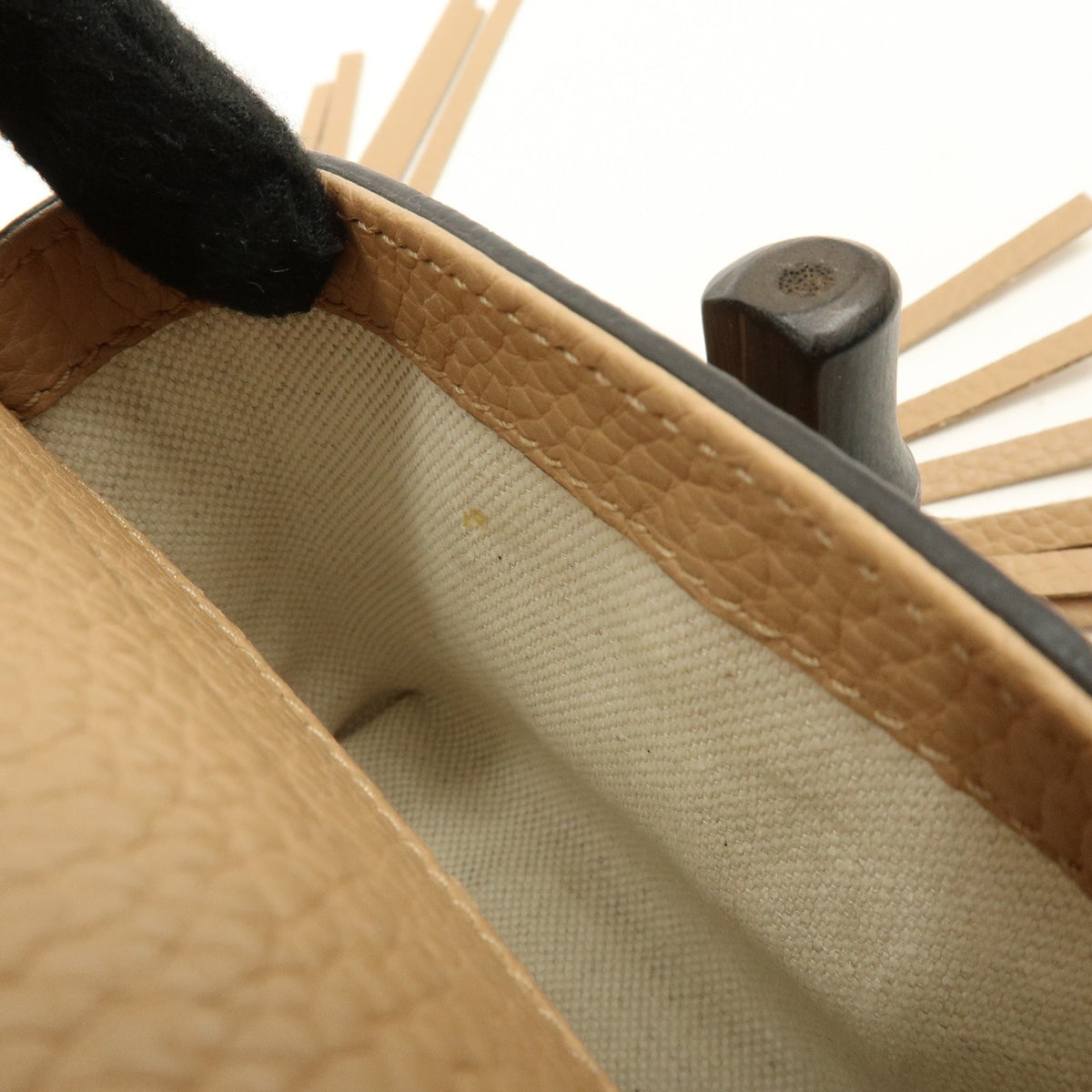 Gucci Bamboo Tassel Leather, Beige, Leather, Backpack