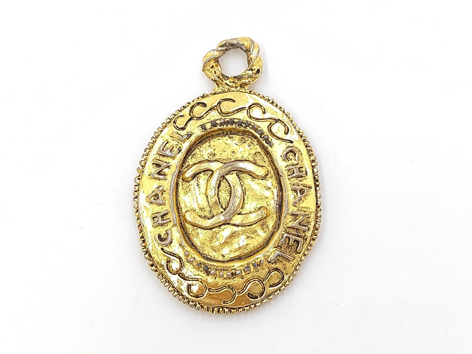 Chanel CC Coco Letter Pendant Necklace Metal with Faux Pearls, Gold, Gold, Pendant