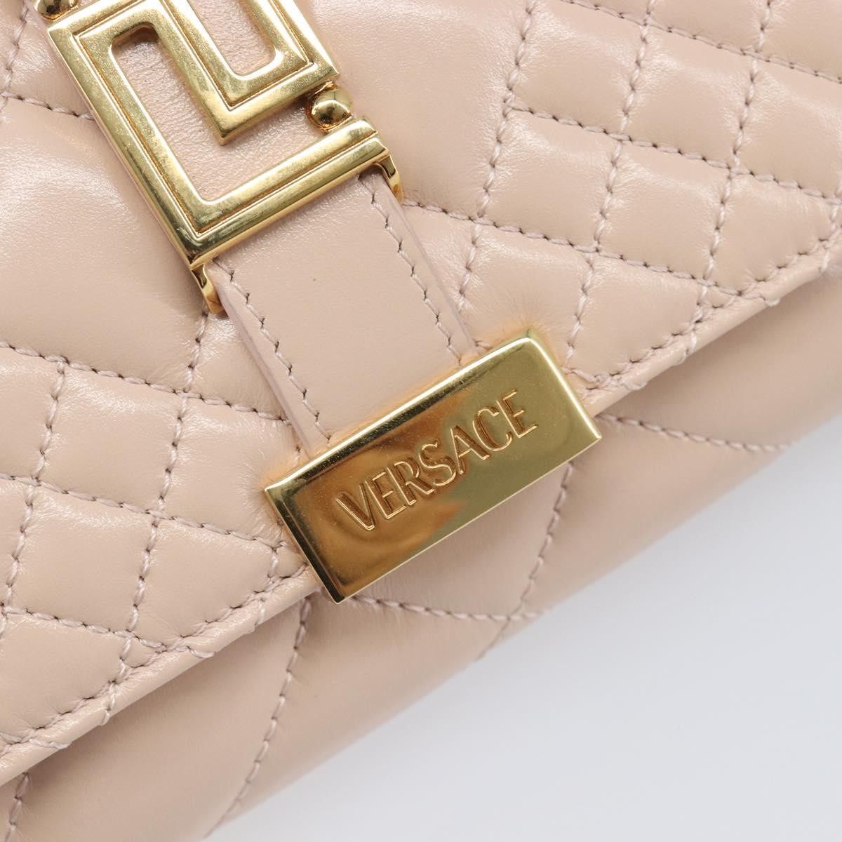 Versace Greca Goddess Convertible Clutch Leather, Pink, Leather, Shoulder Bag