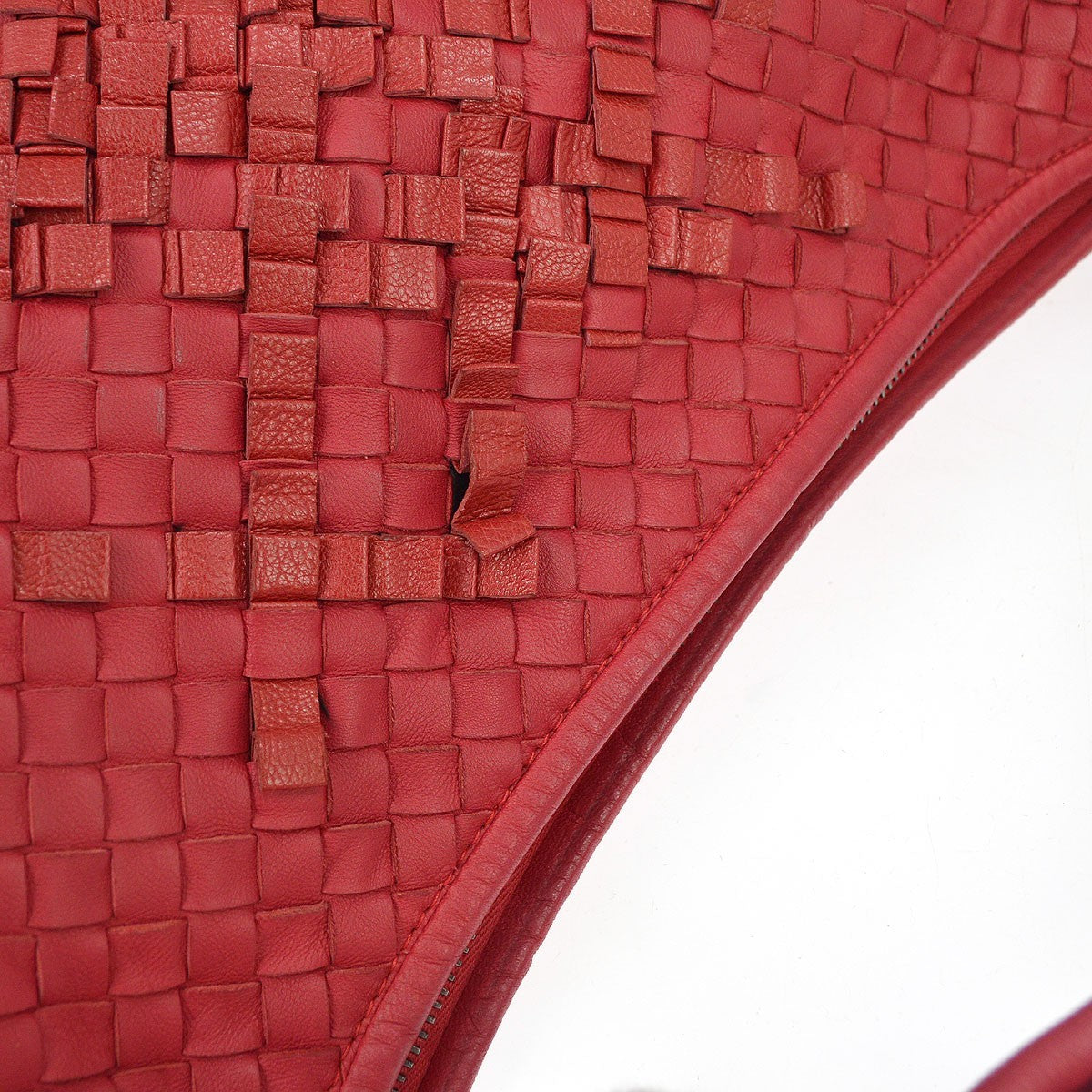Bottega Veneta Veneta Plisse Hobo Intrecciato Nappa, Red, Leather, Shoulder Bag
