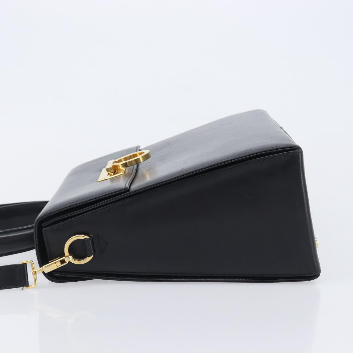Salvatore Ferragamo Convertible Top Handle Leather, Black, Leather, Handbag