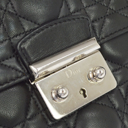 Christian Dior black cannage Leather, Black, Leather, Shoulder Bag