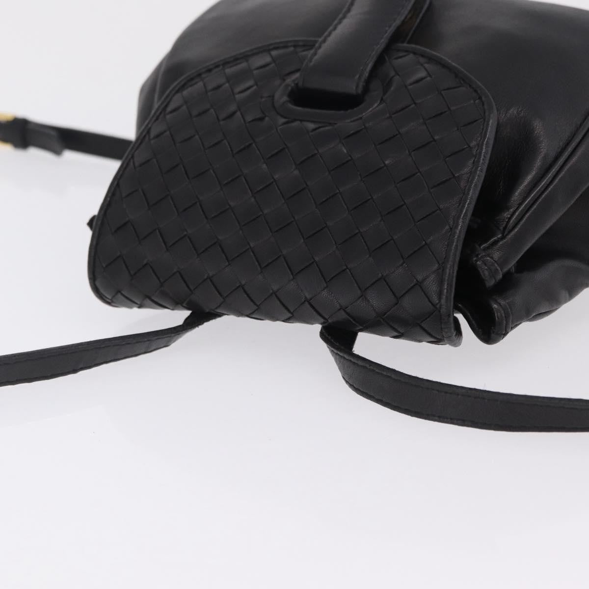 Bottega Veneta Backpack Leather with Intrecciato, Black, Leather, Backpack