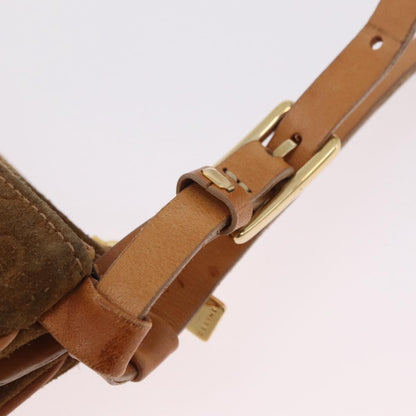 Celine C Macadam Shoulder Suede, Brown, Suede, Handbag