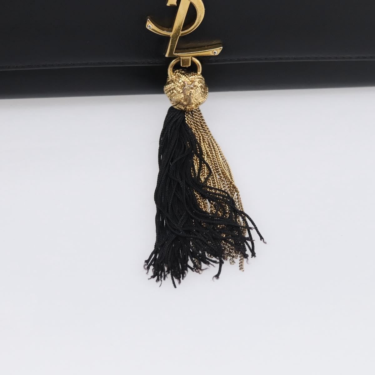 Saint Laurent Classic Monogram Tassel Leather, Black, Leather, Crossbody Bag