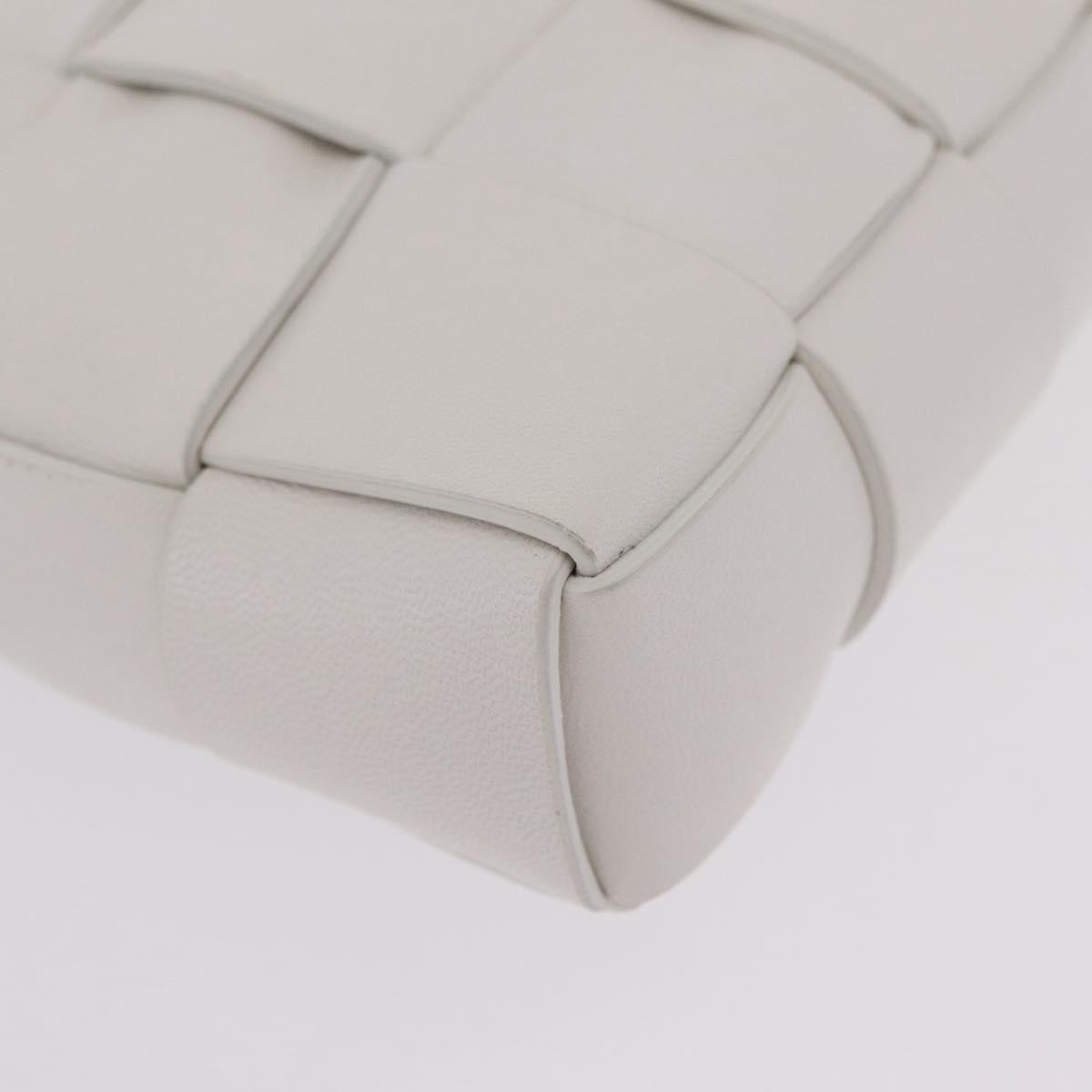 Bottega Veneta The Snap Clutch Maxi Intrecciato Leather with Wood and Metal, White, Leather, Clutch