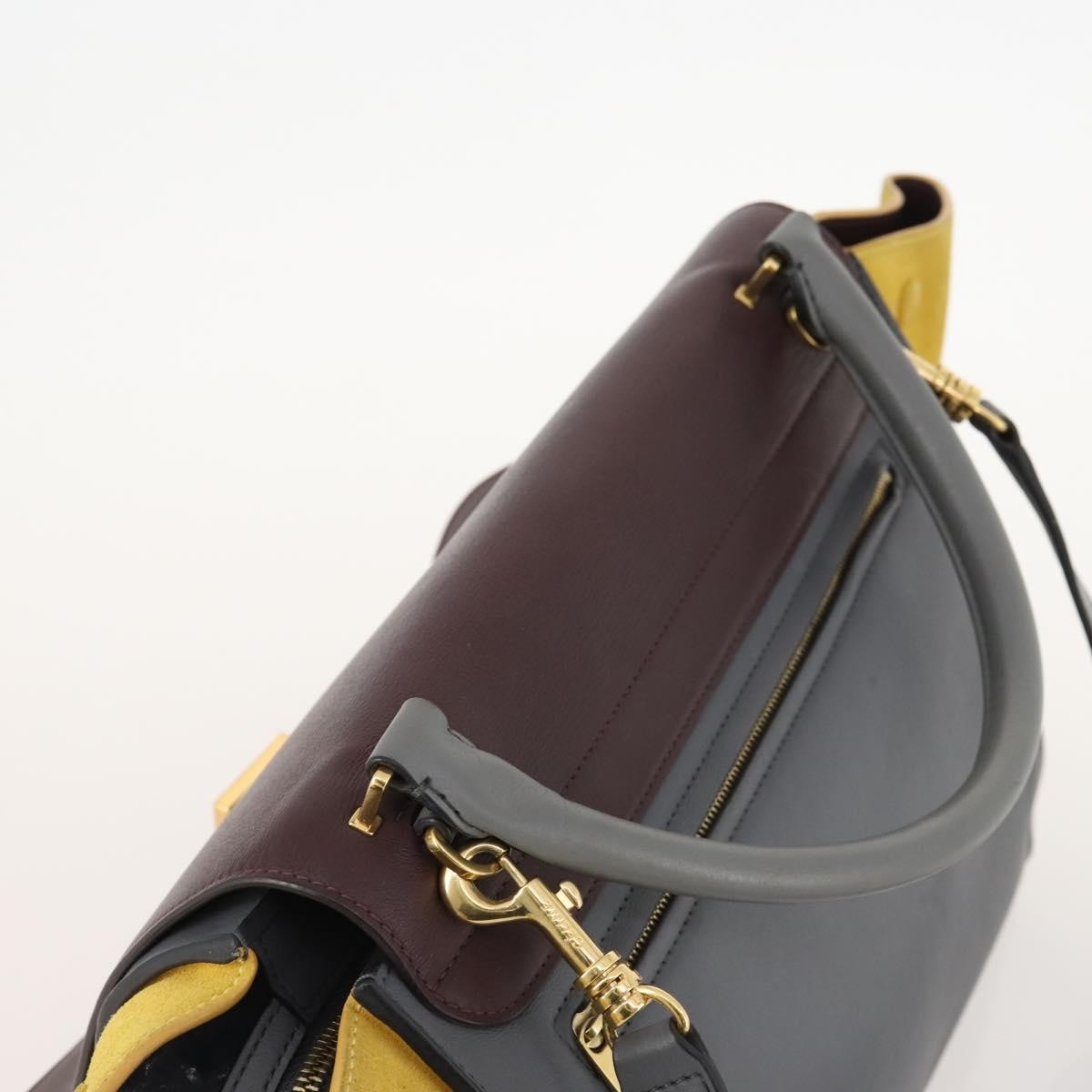 Celine Tricolor Trapeze Leather, Multicolour, Leather, Handbag
