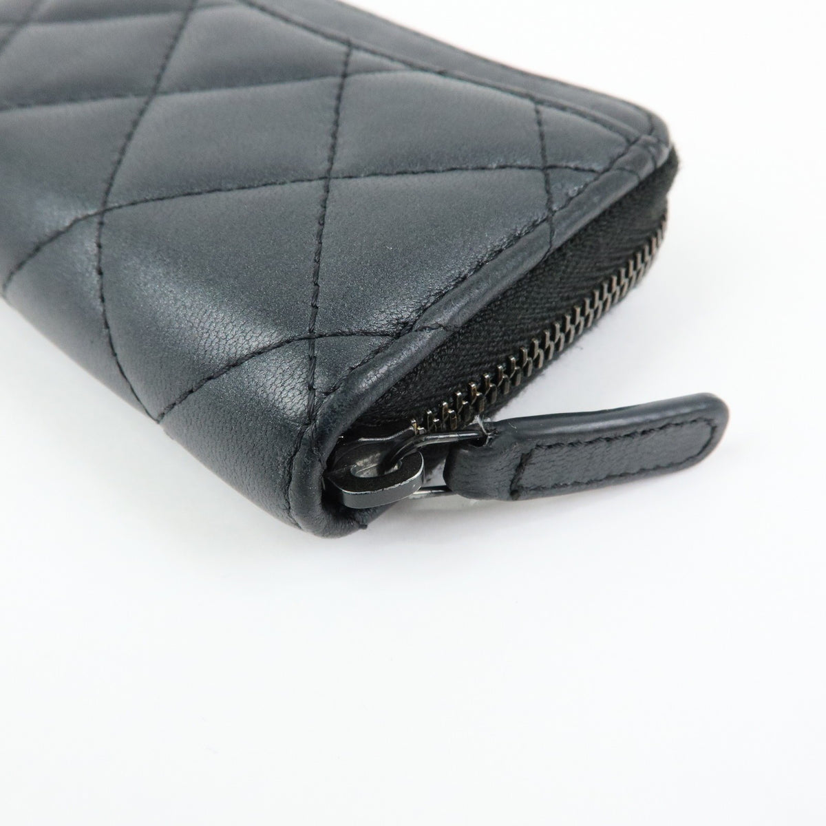 Chanel So Black CC Zip Coin Purse Quilted Lambskin, Black, Leather, Wallet