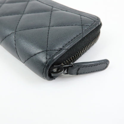 Chanel So Black CC Zip Coin Purse Quilted Lambskin, Black, Leather, Wallet