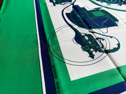 Chanel Carré 90 Silk, Green, Silk, Scarf