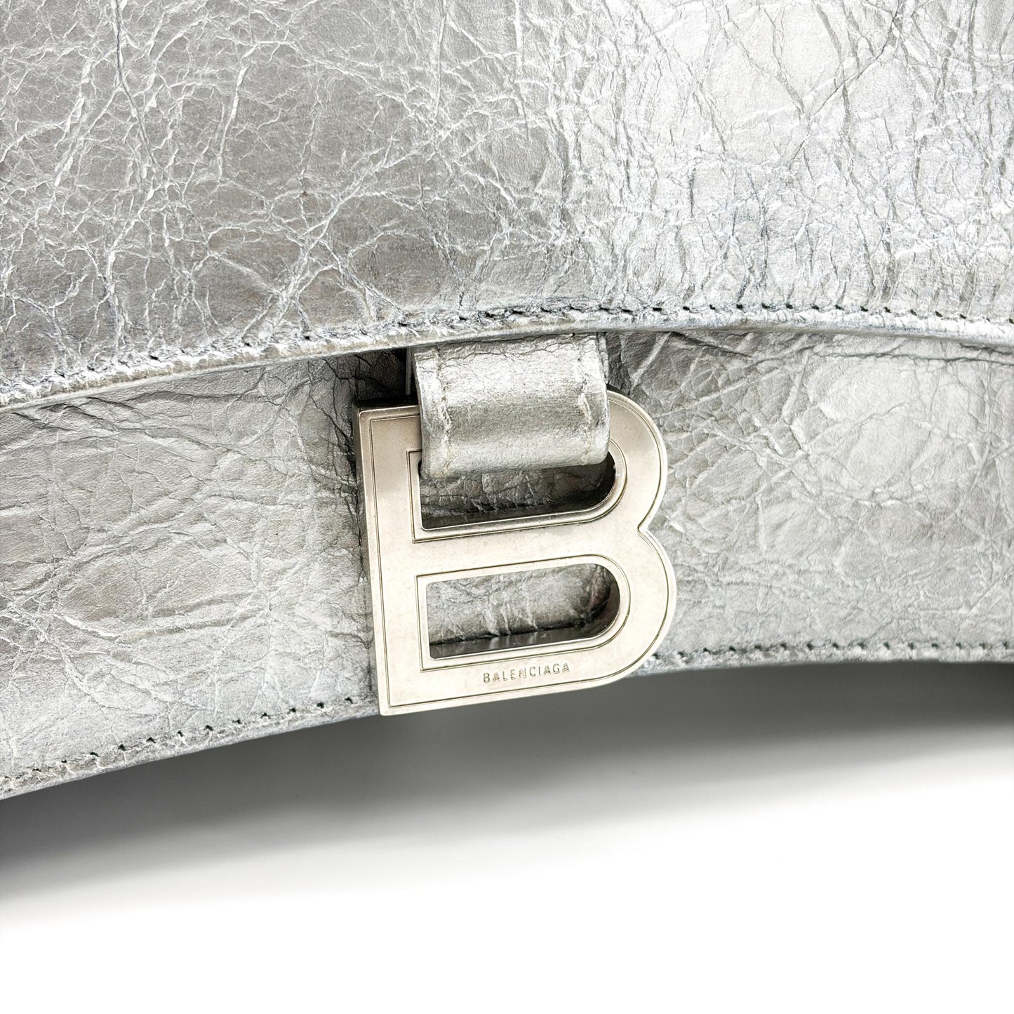 Balenciaga Crush Charm Chain Flap Leather, Silver, Leather, Handbag