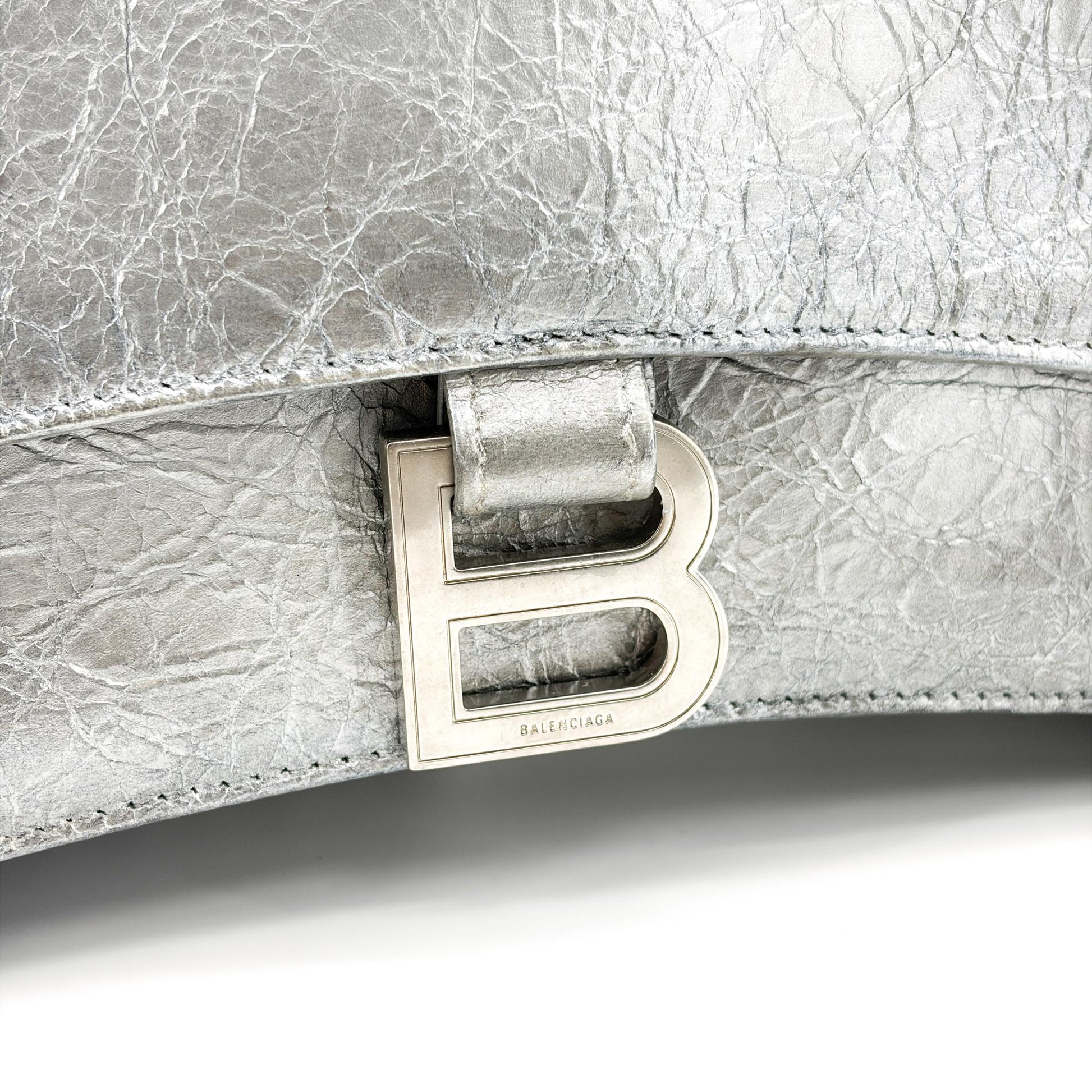 Balenciaga Crush Charm Chain Flap Leather, Silver, Leather, Handbag