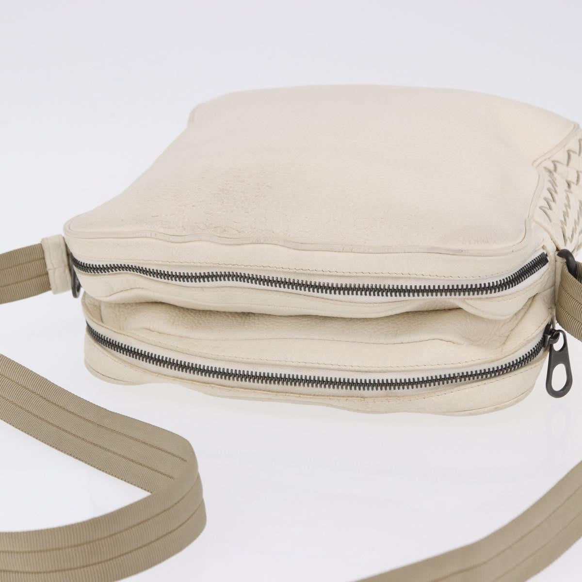 Bottega Veneta Intrecciato Shoulder Leather, White, Leather, Shoulder Bag