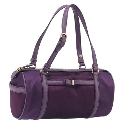 Salvatore Ferragamo Vara Bow Cylinder Bag Nylon, Purple, Nylon, Shoulder Bag