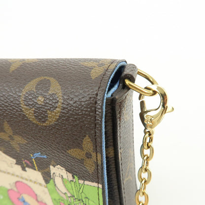 Louis Vuitton Felicie Pochette Limited Edition Vivienne Xmas Monogram Canvas, Brown, Canvas, Clutch