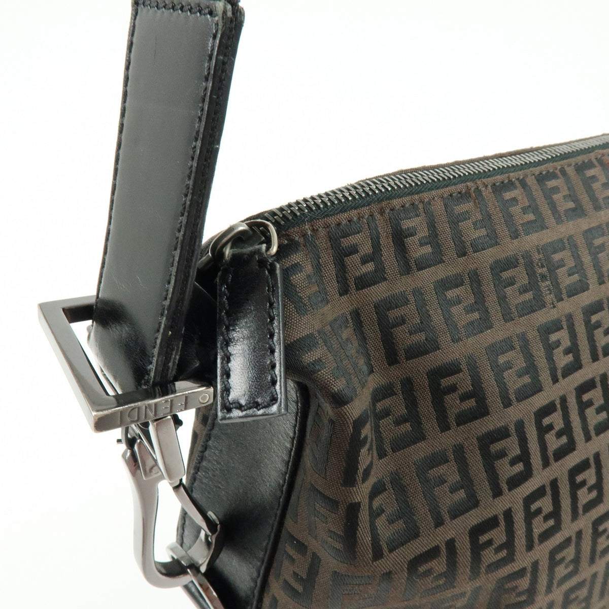 Fendi Shoulder Zucchino Canvas, Brown, Canvas, Shoulder Bag