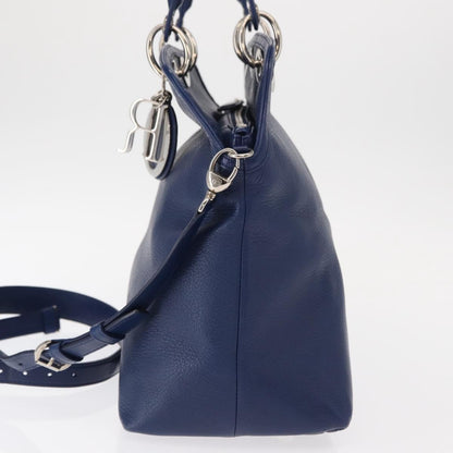 Christian Dior Granville Satchel Leather, BLUE, LEATHER, Handbag