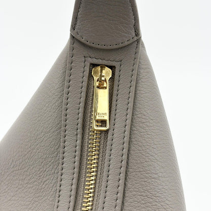 Celine Heloise Triomphe Embossed Leather, Gray, Leather, Shoulder Bag