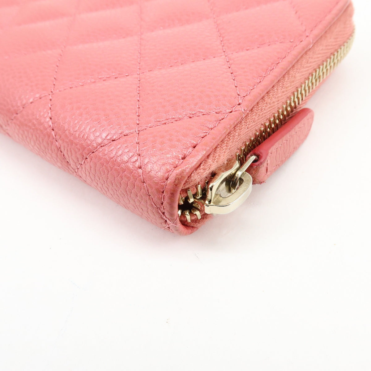 Chanel Zip Around Organizer Quilted Caviar, Pink, Leather, Wallet