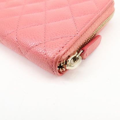 Chanel Zip Around Organizer Quilted Caviar, Pink, Leather, Wallet