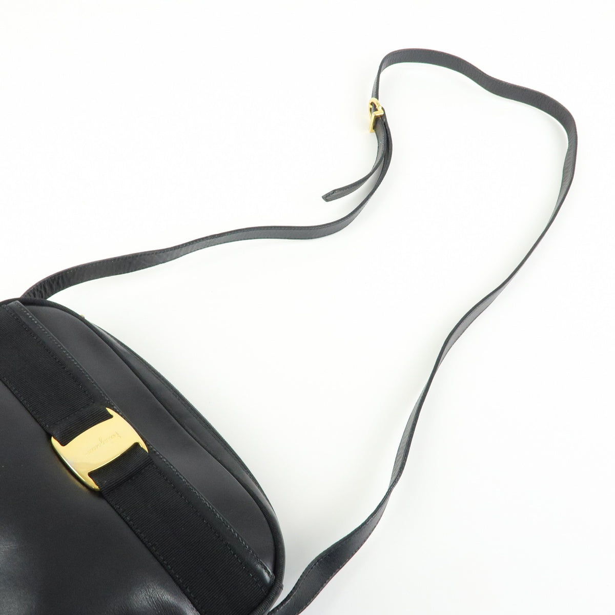 Salvatore Ferragamo Vara Bow Camera Leather, Black, Leather, Shoulder Bag