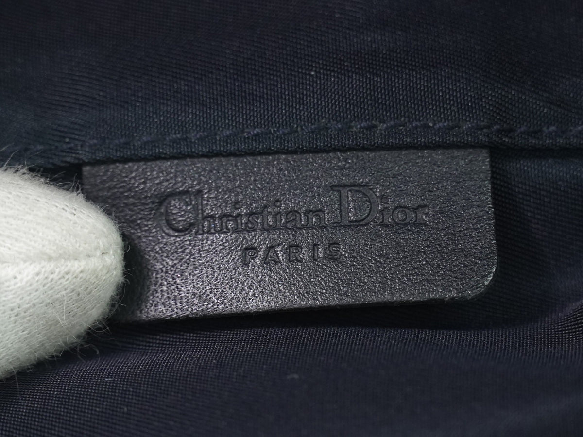 Christian Dior Saddle Zip Diorissimo Canvas, Navy, Canvas, Clutch