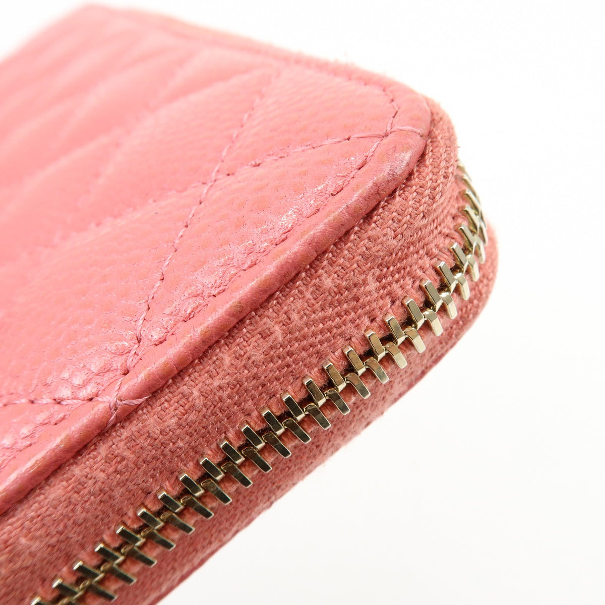Chanel Zip Around Organizer Quilted Caviar, Pink, Leather, Wallet