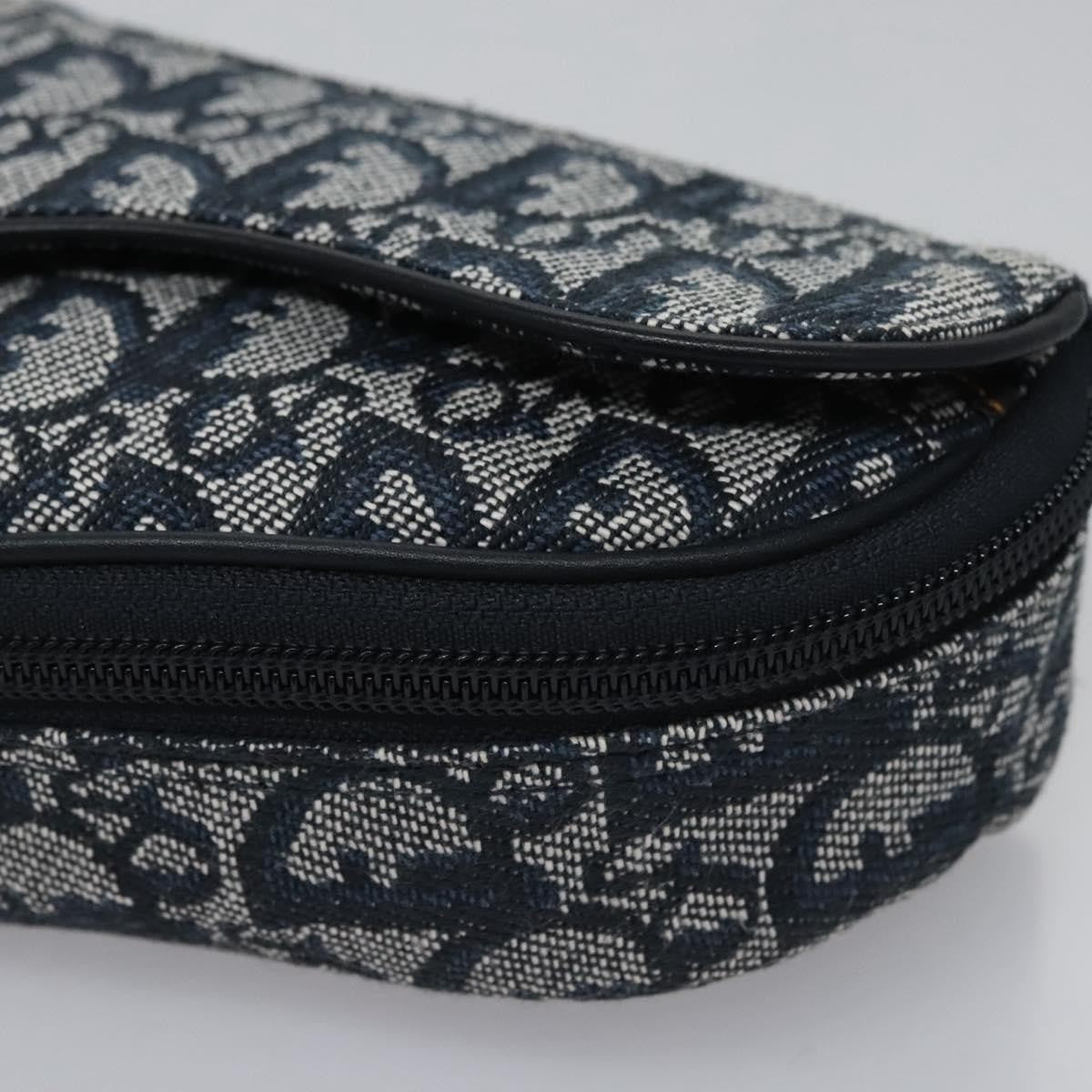 Christian Dior Vintage Saddle Coin Purse Diorissimo Canvas, Navy, Canvas, Clutch