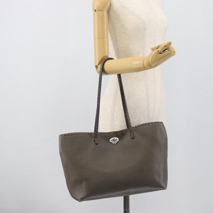 Fendi Selleria Carla Leather, Gray, Leather, Tote Bag