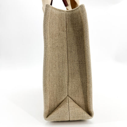 Chloe Woody Canvas with Leather, Brown, Canvas, Tote Bag