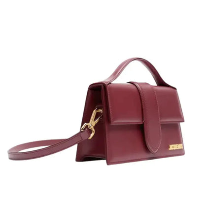 Jacquemus Le Grand Bambino Flap Leather, Burgundy, Leather, Handbag