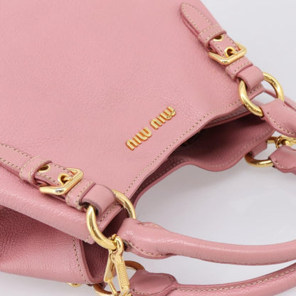 Miu Miu Madras Convertible Leather, Pink, Leather, Tote Bag