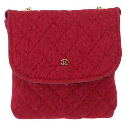 Chanel Vintage Chain Pocket Clutch Cotton, PINK, COTTON, Clutche & pouche