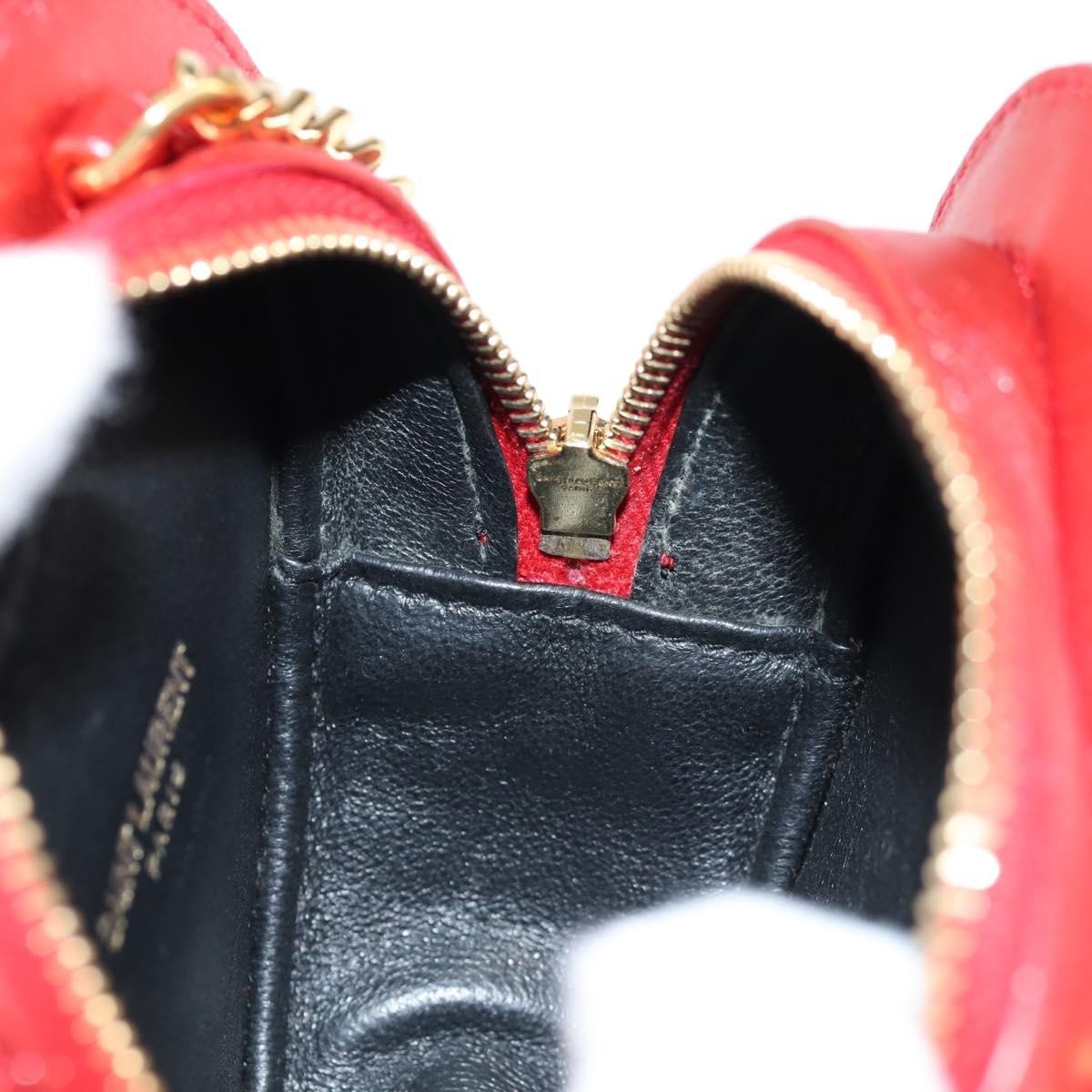 Saint Laurent Love Heart Chain Leather, Red, Leather, Shoulder Bag