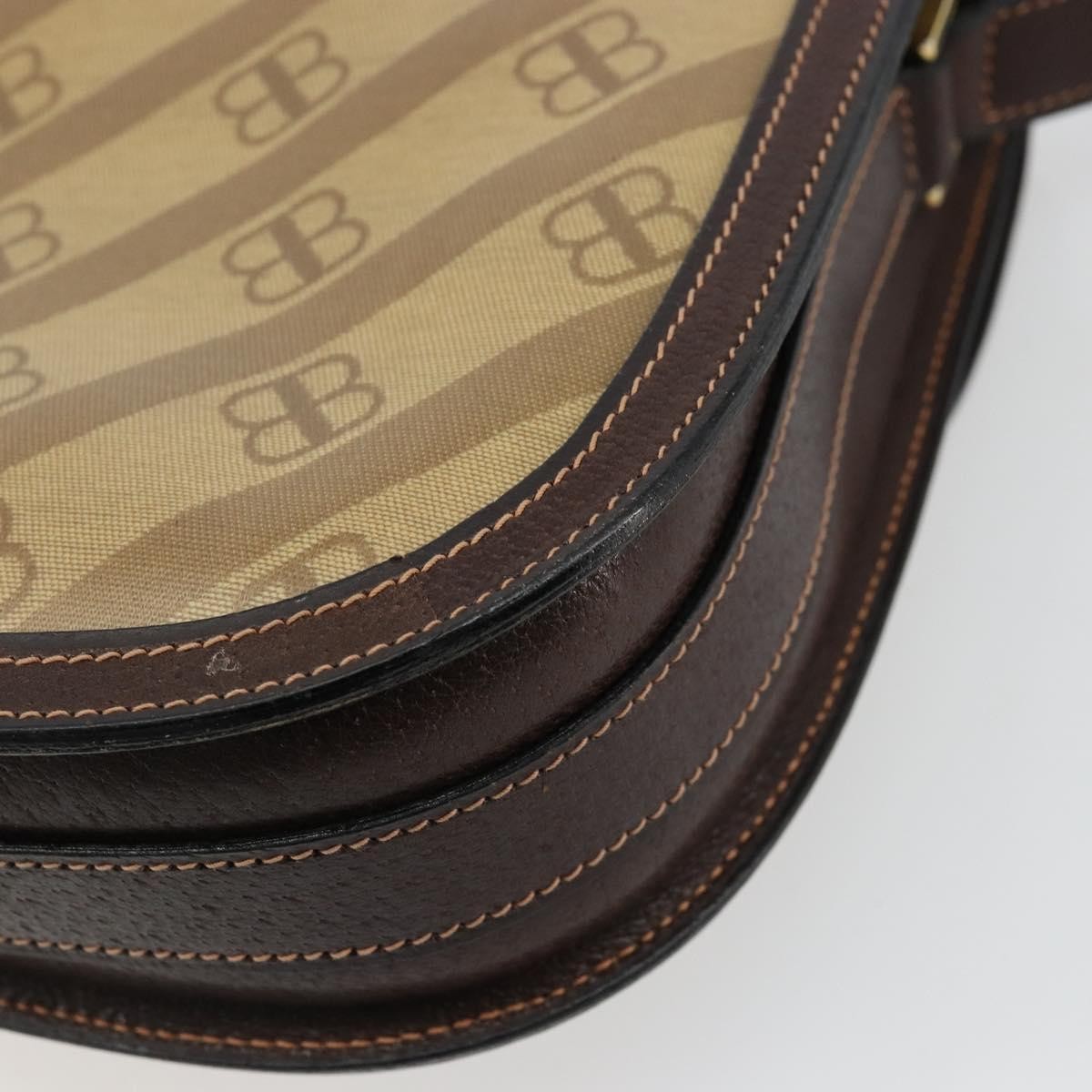 Balenciaga B. Shoulder Leather, Beige, Canvas, Shoulder Bag