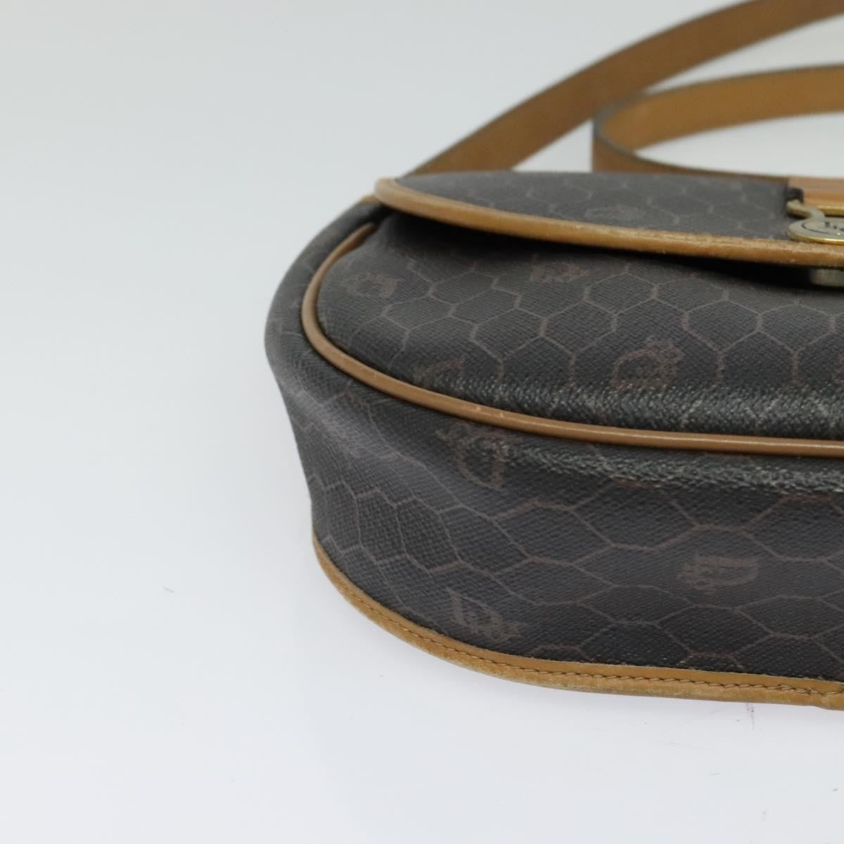 Christian Dior Vintage Honeycomb Flap Canvas and Leather, Black, Canvas, Shoulder Bag