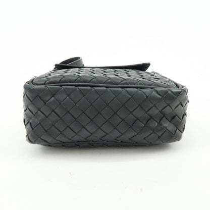 Bottega Veneta Front Pocket Messenger Intrecciato Nappa, Black, Leather, Handbag