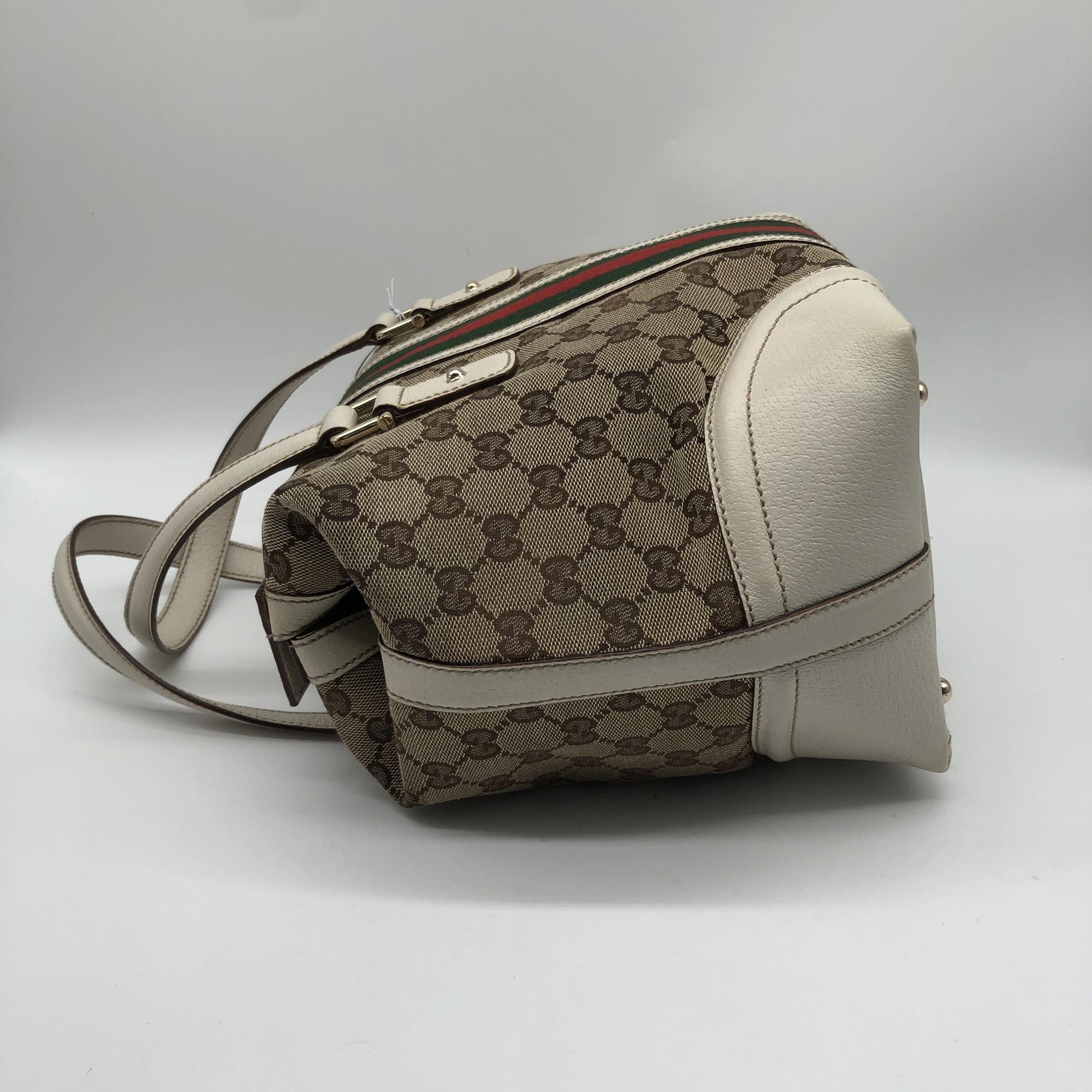 Gucci Treasure Boston GG Canvas and leather, Beige, Canvas, Handbag