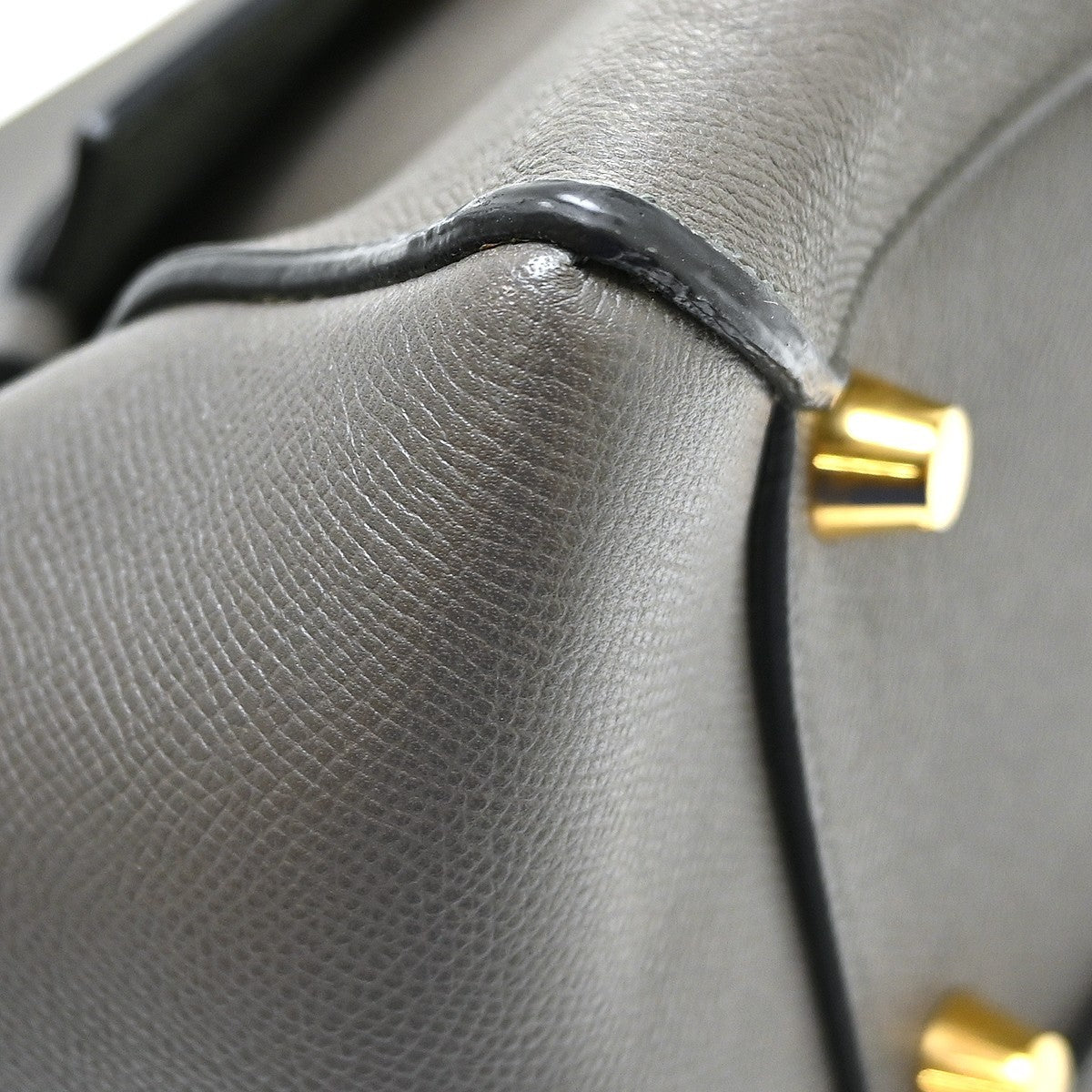 Celine Belt Leather, Gray, Leather, Handbag