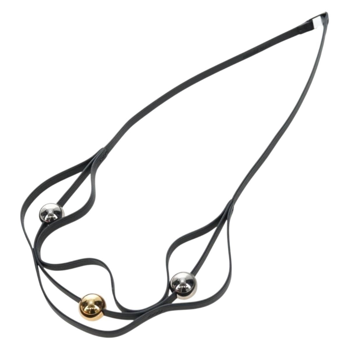 Hermes Météore Leather, Black, Leather, Necklace