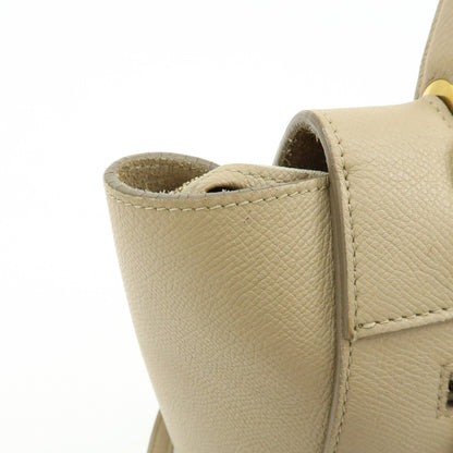 Celine Belt Textured Leather, Beige, Leather, Handbag