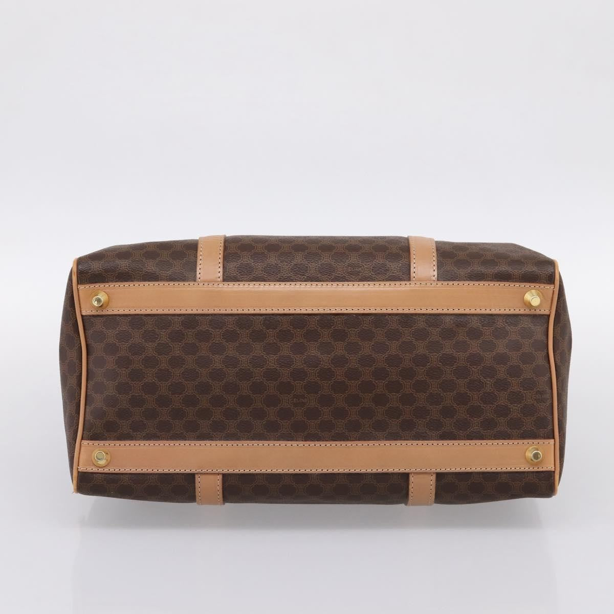 Celine Vintage Macadam Boston Canvas and Leather, Brown, PVC, Handbag