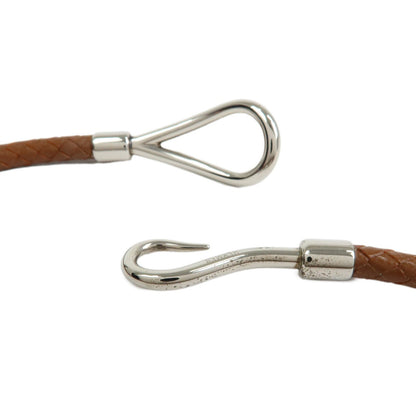 Hermes Jumbo Hook Double Tour Leather and Metal, Brown, Leather, Bracelet
