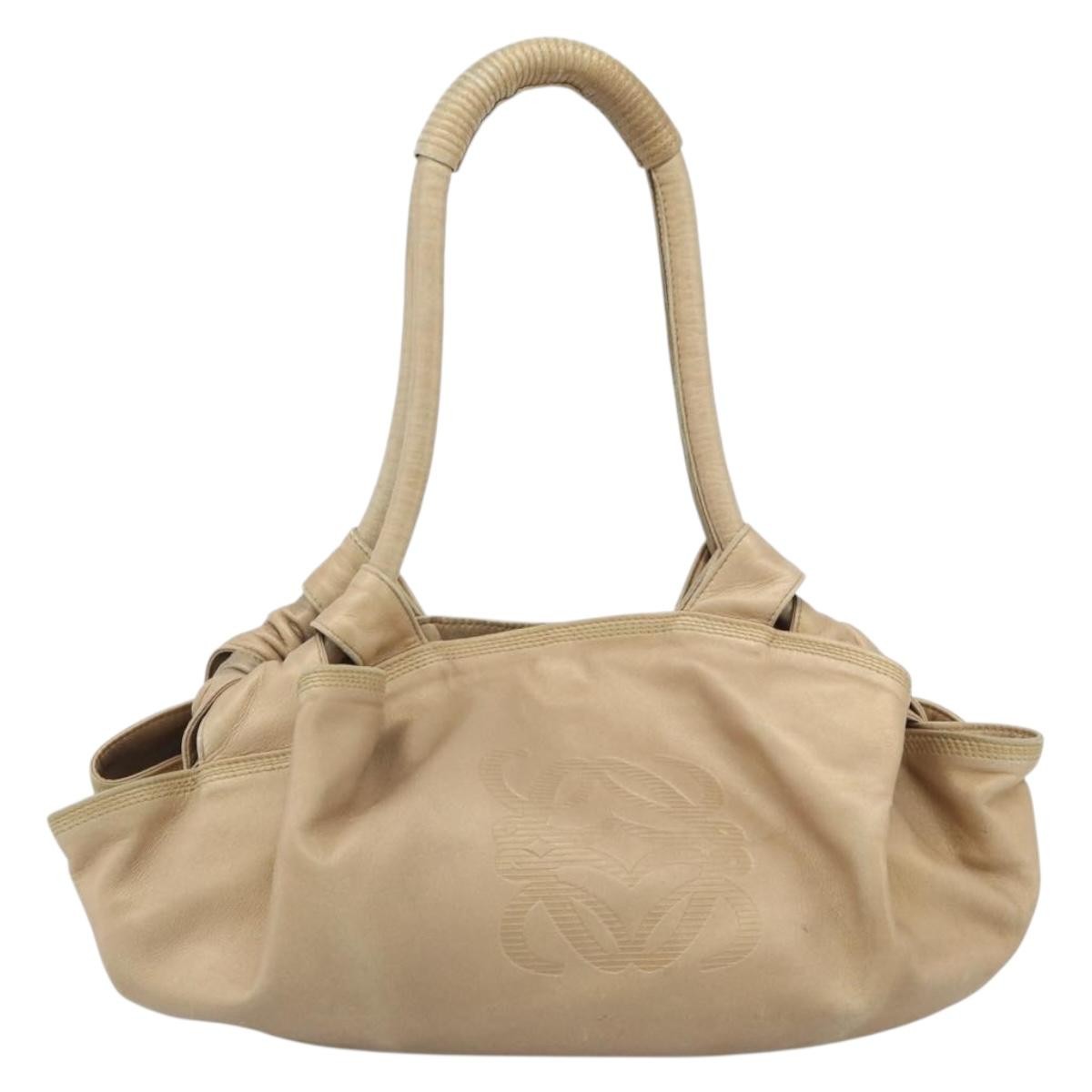 Loewe Anagram Logo Nappa Aire Hand Leather, Beige, Leather, Handbag