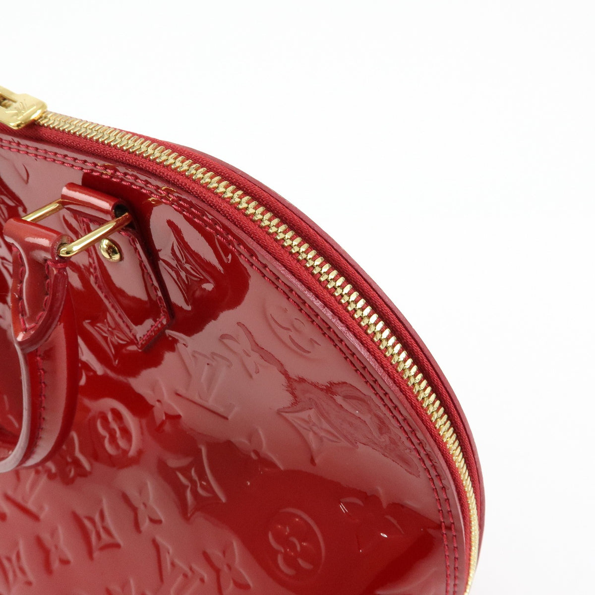 Louis Vuitton Alma Monogram Vernis, Red, Patent Leather, Handbag