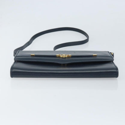 Gucci Vintage Interlocking G Flap Leather, Navy, Leather, Shoulder Bag