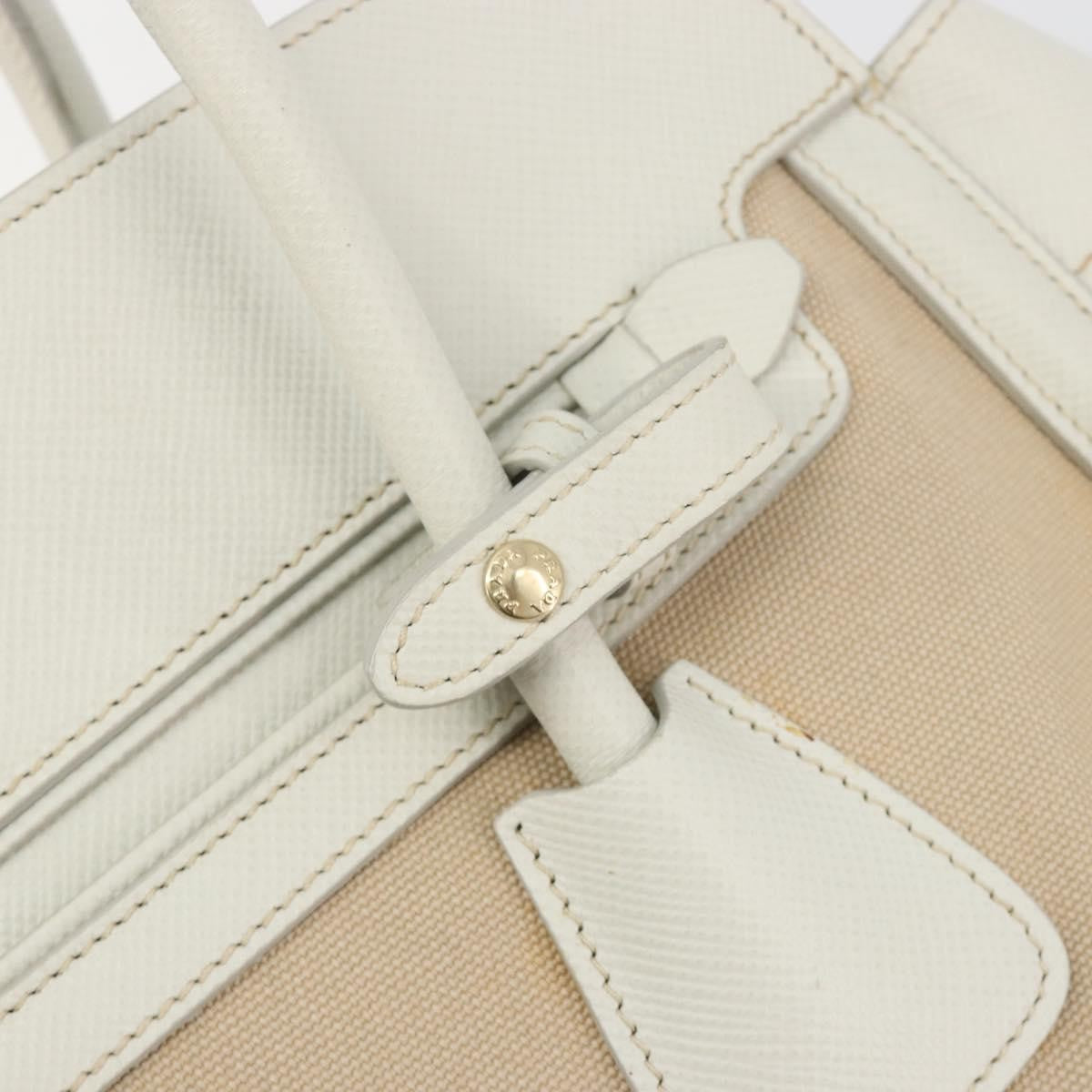 Prada Cuir Frame Convertible Canvas and Saffiano Leather, Beige, Canvas, Tote Bag